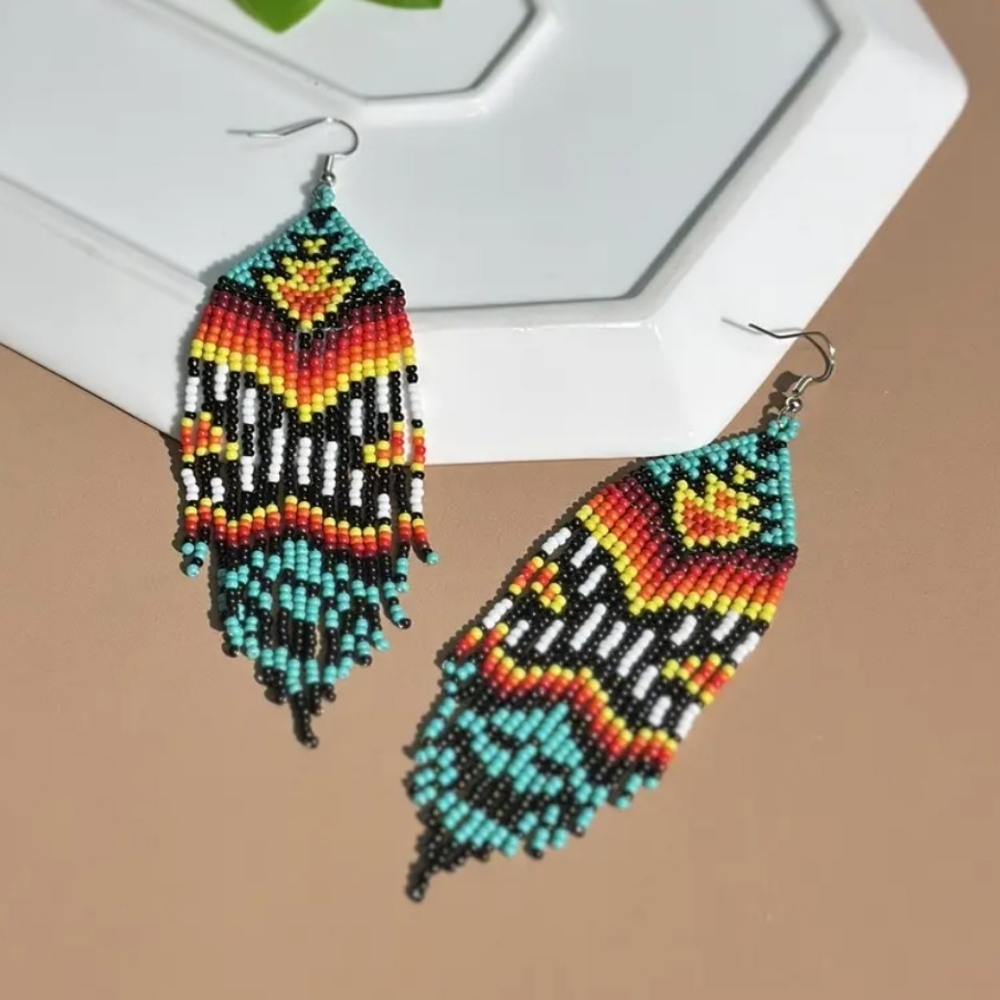 Native American Themed Beaded Earrings